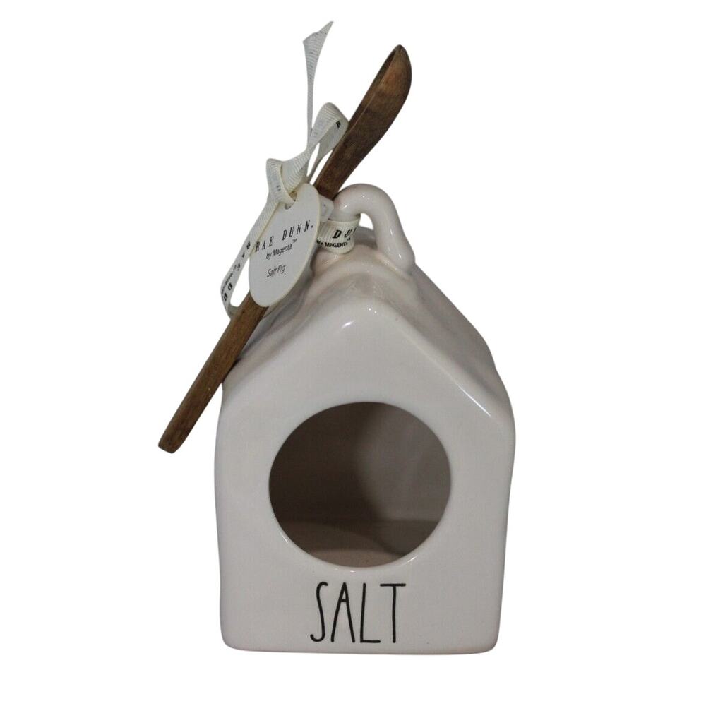 Rae Dunn Artisan Collection By Magenta SALT Birdhouse With Wooden Spoon 5.5"